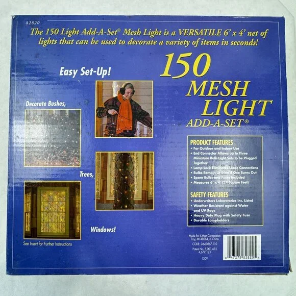 Vintage 150 Mesh Light Add-A-Set Multicolor 6x4 Ft Indoor Outdoor Brilliance NEW - Picture 2 of 9